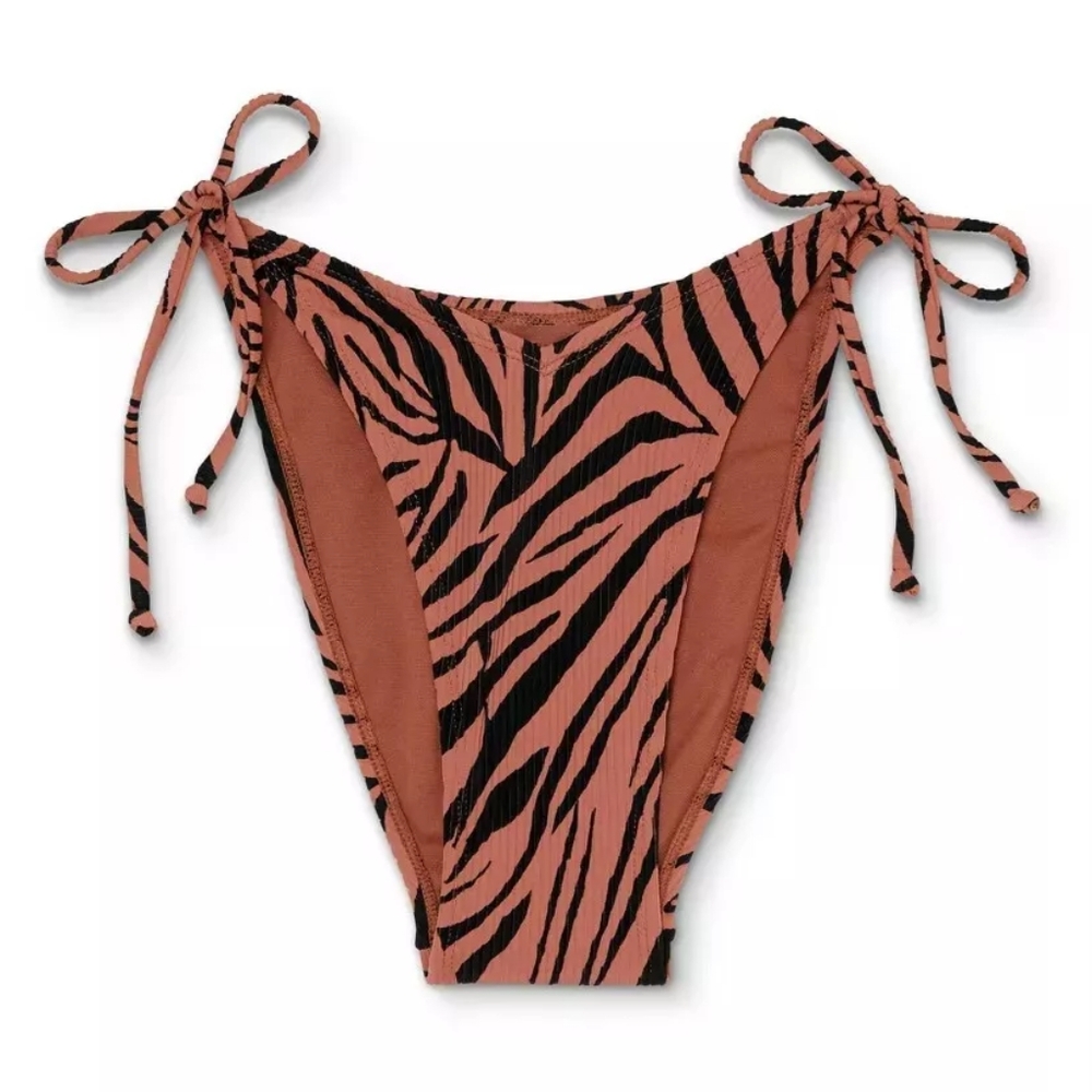 NWT Xhilaration Brown Animal Print Cheeky High Leg Bikini Bottom Size XL